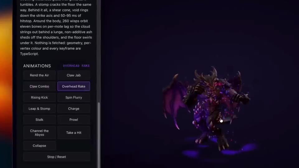 A 3D monster with 27 animations, rebuilt from one image with img2threejs thumbnail
