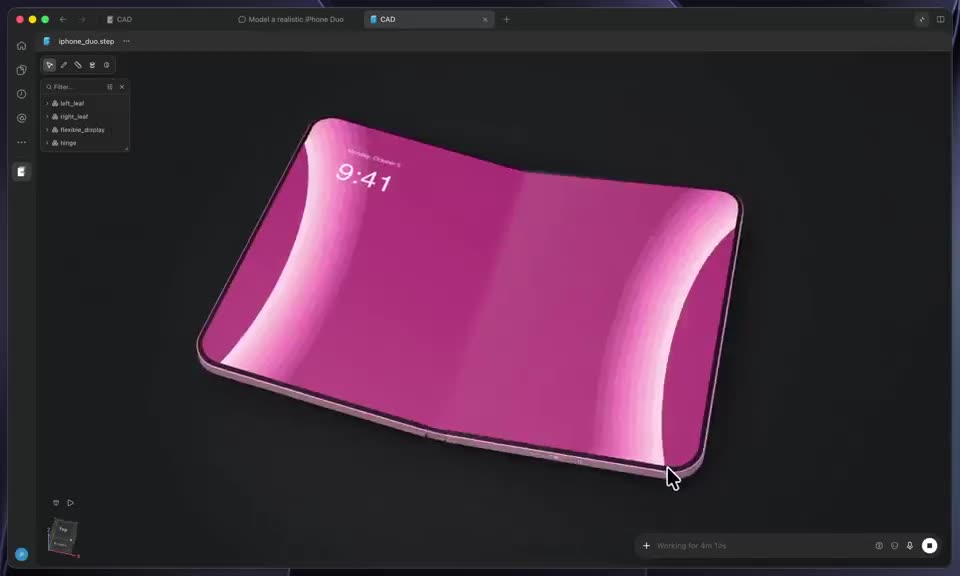Folding phone and a printable stand designed with text-to-cad thumbnail