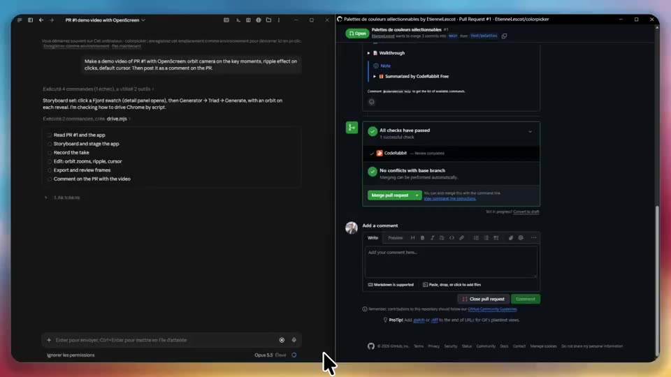One prompt, and the agent records a demo of its own pull request thumbnail