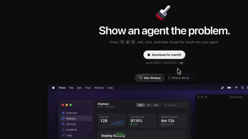 Scrawl: a UI bug shown by voice and drawing, then fixed by the agent thumbnail